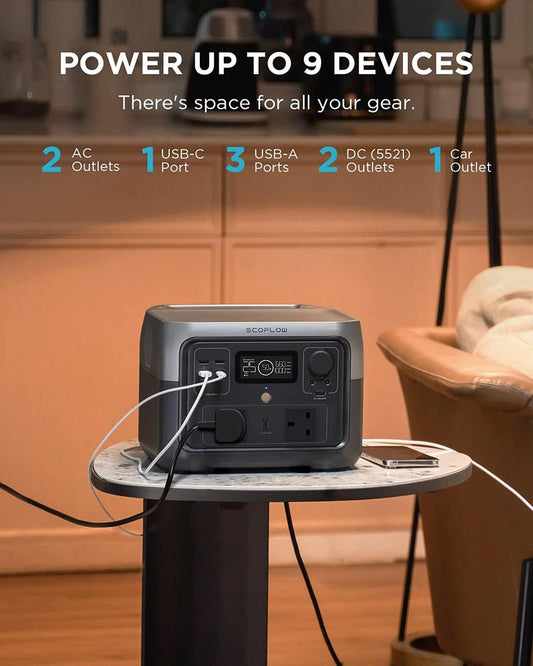 Everglow Tech EcoFlow RIVER 2 Max – Portable Power Station (500W, 512Wh) – ZMR610-B-UK