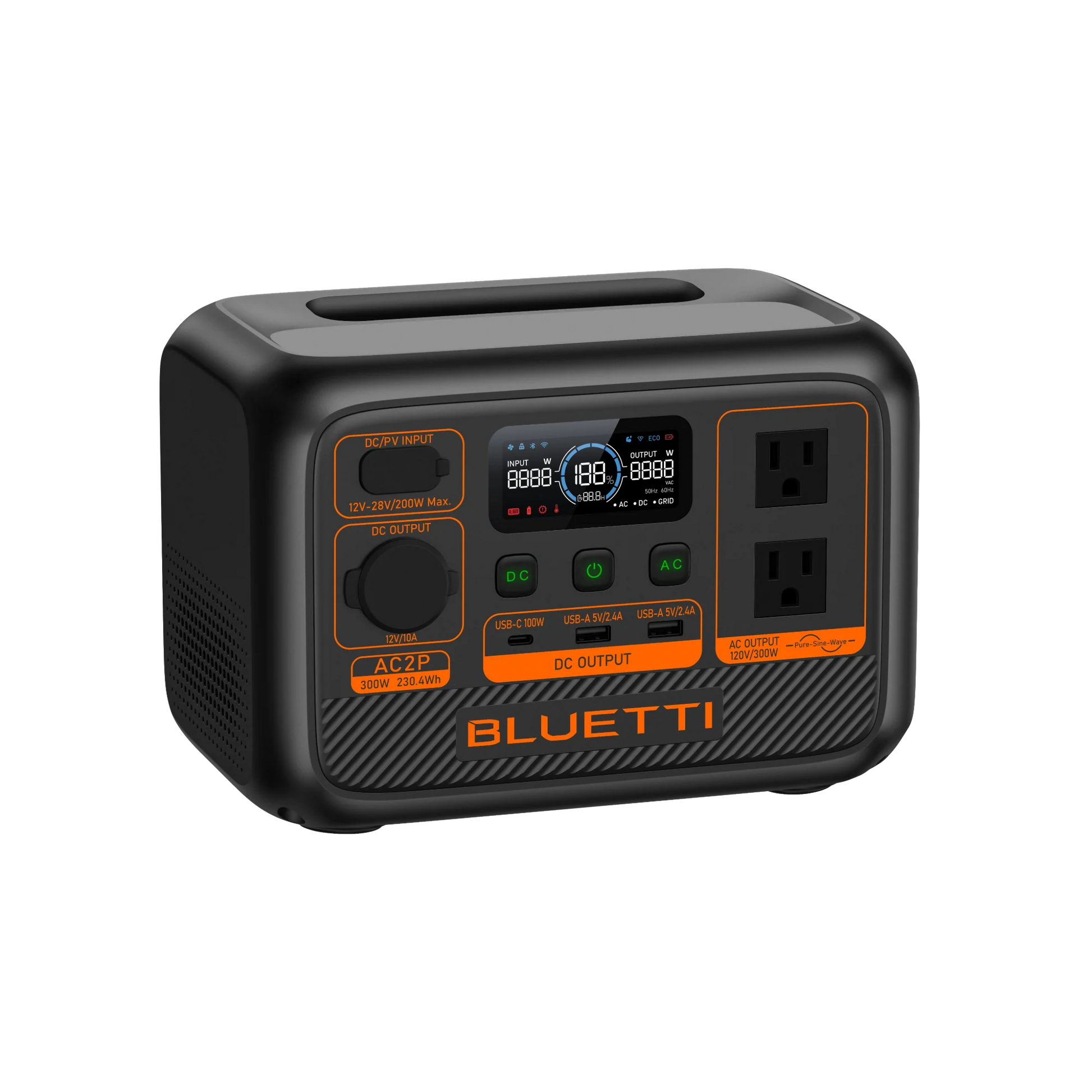 Everglow Tech BLUETTI AC2P Solar Portable Power Station/Solar Generator | 300W 230.4Wh