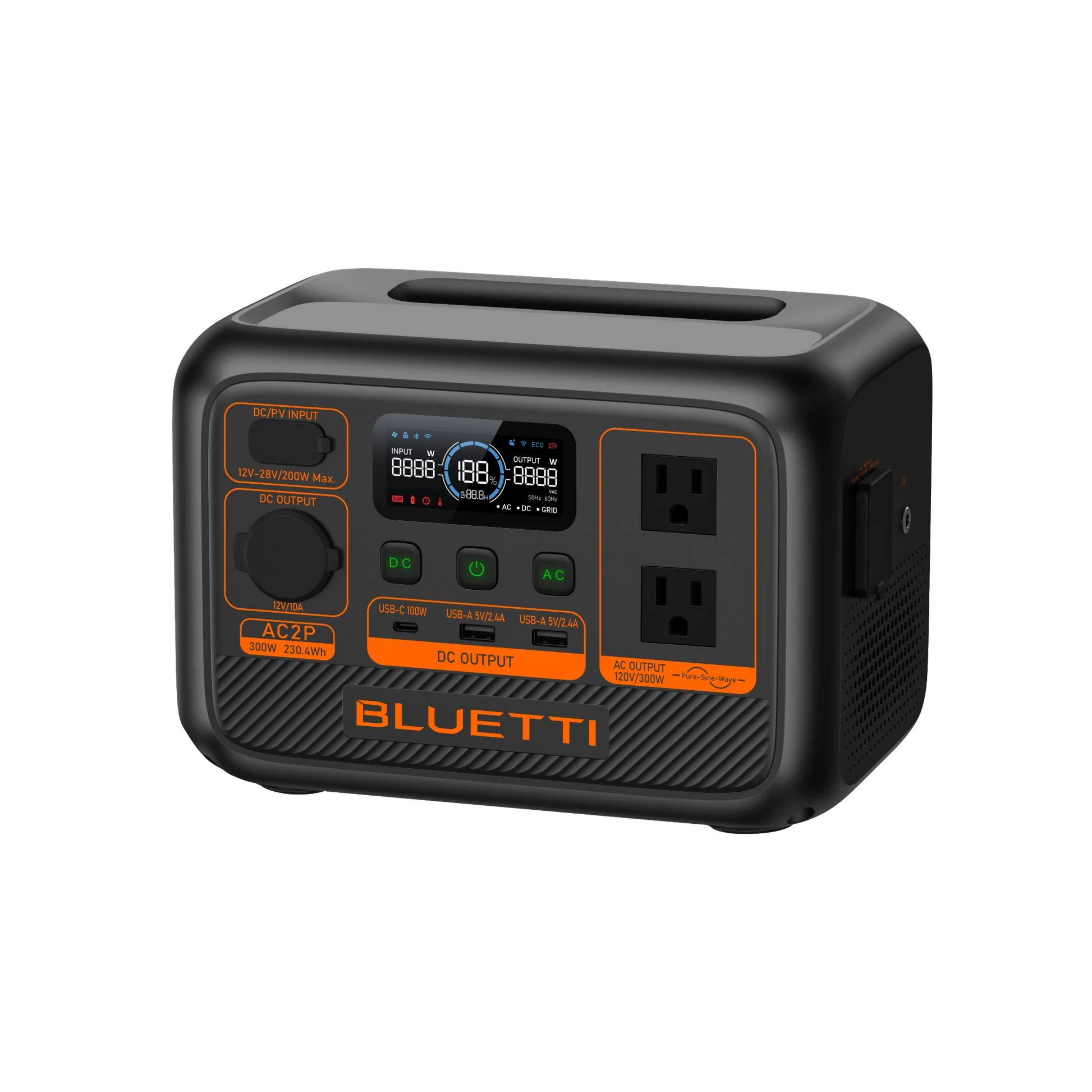 Everglow Tech BLUETTI AC2P Solar Portable Power Station/Solar Generator | 300W 230.4Wh