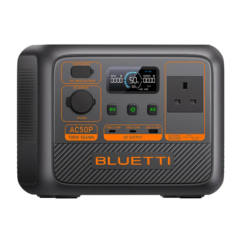 Everglow Tech BLUETTI AC50P Portable Power Station | 504Wh, 700W (UK PLUG) – P-AC50P-UK-GY-BL-010