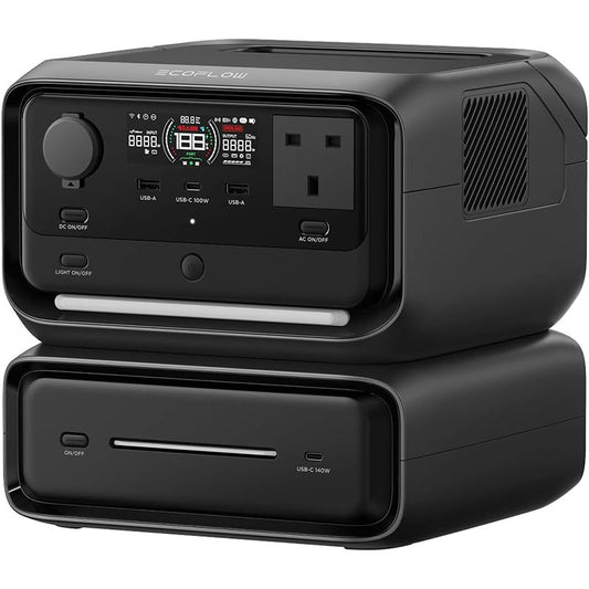Everglow Tech EcoFlow RIVER 3 Max – Portable Power Station (572Wh, 600W – River 3 plus + Extra Battery EB300)