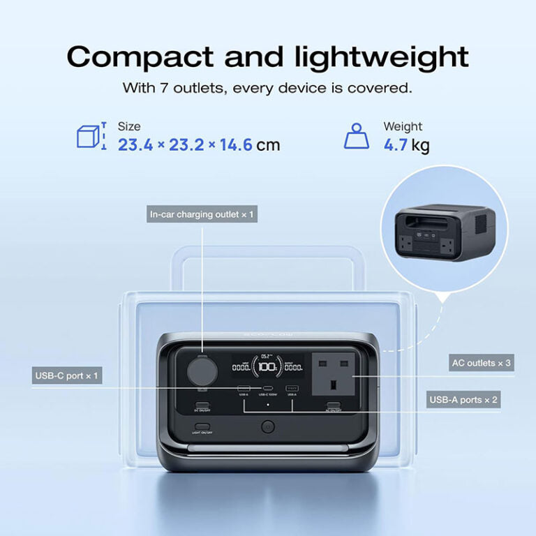 Everglow Tech EcoFlow RIVER 3 Plus – Portable Power Station (286Wh, 600W) – EFRIVER3PLUS-UK-CBOX